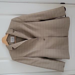 Le Suit Womens Tan Windowpane Print Suit Jacket Size 4 Petite